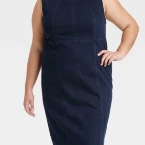 Ava & Viv Women’s Denim Sleeveless Midi Bodycon Dress Size 17